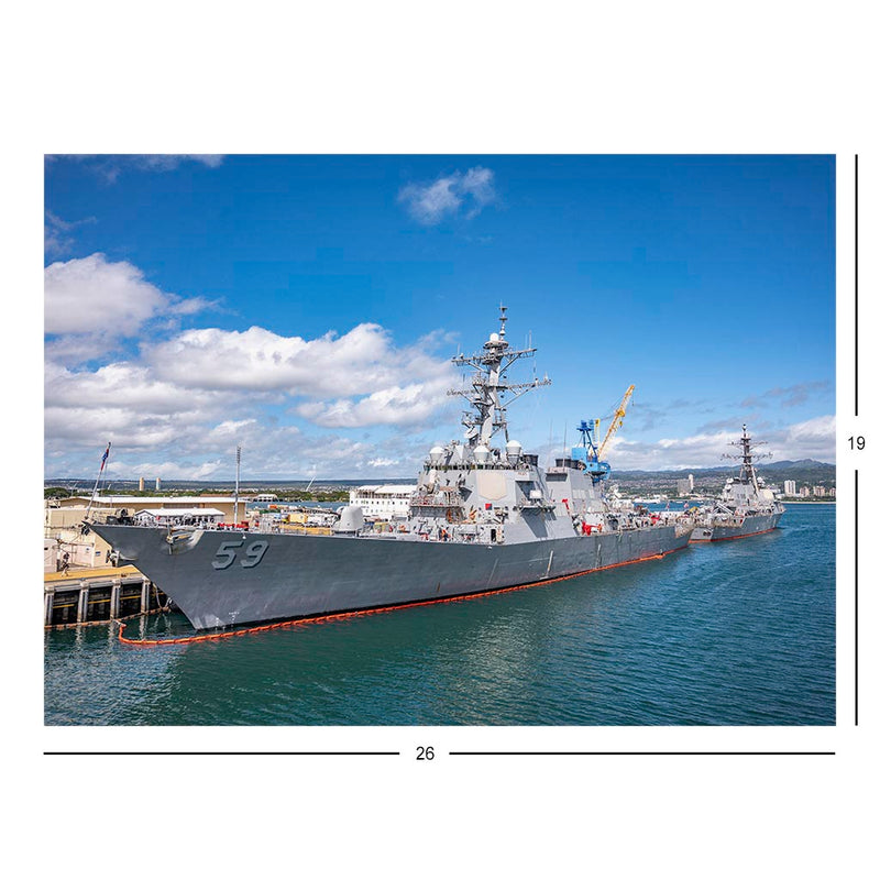 Guided-missile destroyer USS Russell (DDG 59) Moored at the Pearl Harbor Naval Shipyard Jigsaw Puzzle
