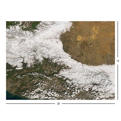 Landsat 9 Satellite Image of Snow In The San Gabriel Mountains, Los Angeles Jigsaw Puzzle