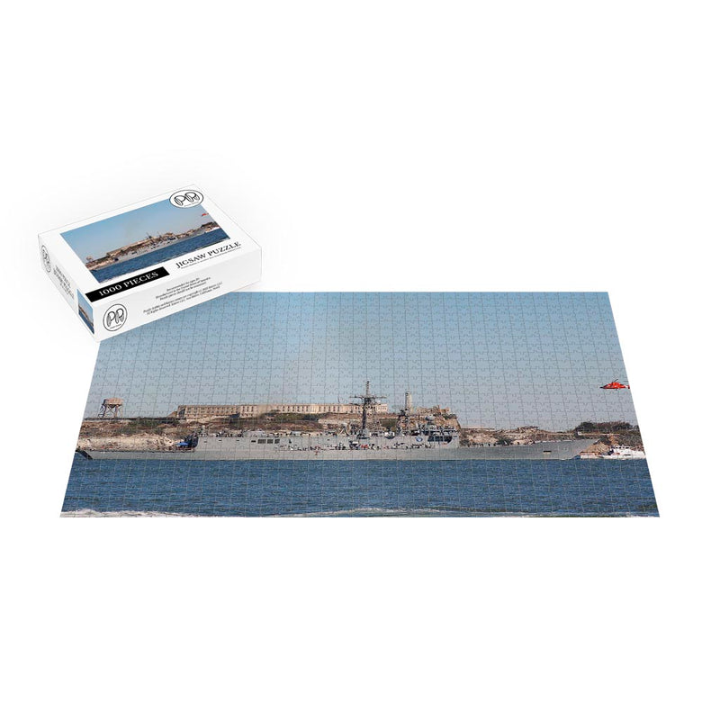 Guided-missile Frigate USS Vandegrift (FFG 48) Passes By Alcatraz During San Francisco Fleet Week 2007 Jigsaw Puzzle