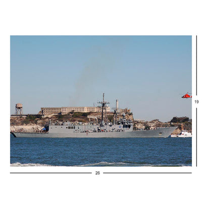 Guided-missile Frigate USS Vandegrift (FFG 48) Passes By Alcatraz During San Francisco Fleet Week 2007 Jigsaw Puzzle