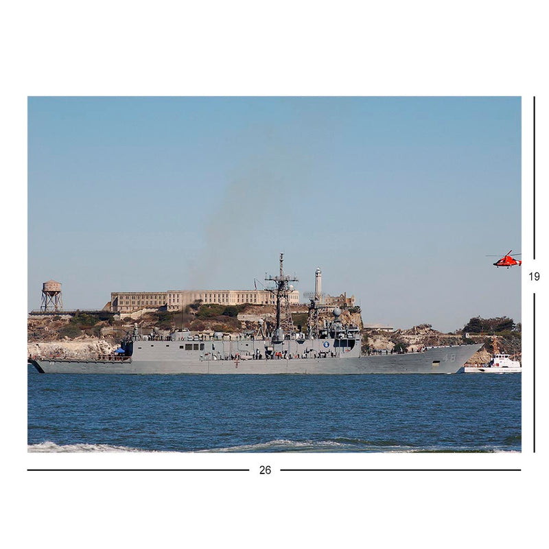 Guided-missile Frigate USS Vandegrift (FFG 48) Passes By Alcatraz During San Francisco Fleet Week 2007 Jigsaw Puzzle