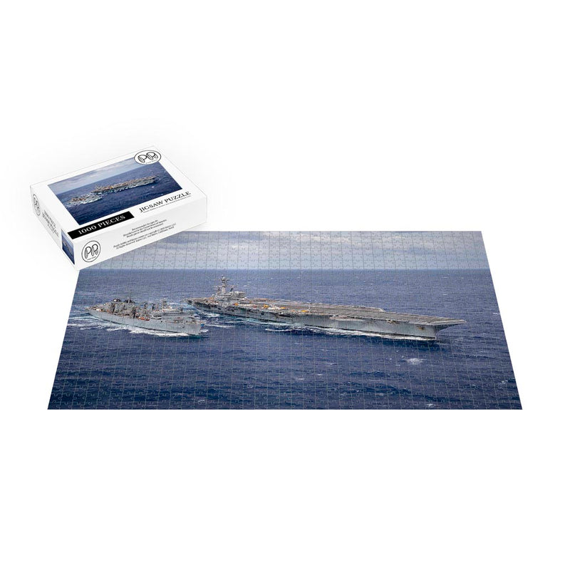 Aircraft Carrier USS George H.W. Bush (CVN 77) With The Fast Combat Support Ship USNS Supply (T-AOE 6) Jigsaw Puzzle