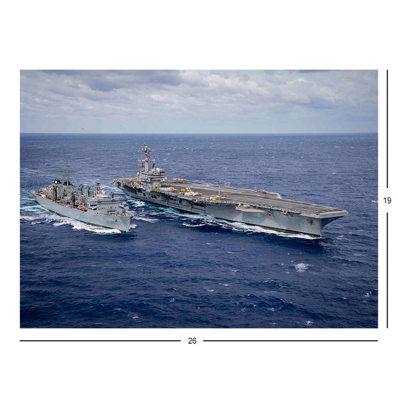Aircraft Carrier USS George H.W. Bush (CVN 77) With The Fast Combat Support Ship USNS Supply (T-AOE 6) Jigsaw Puzzle