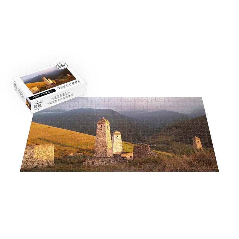 Fortified Ingush Military Towers of Medieval Erzi, Republic of Ingushetia Jigsaw Puzzle