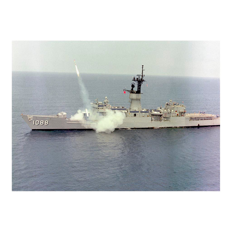 Frigate USS Barbey (FF 1088) Firing Two Harpoon Missiles Jigsaw Puzzle
