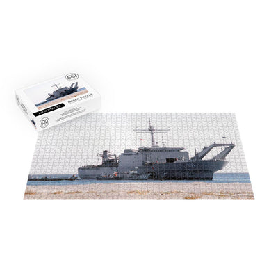 Tank Landing Ship USS Barnstable County (LST 1197) On The Beach Jigsaw Puzzle