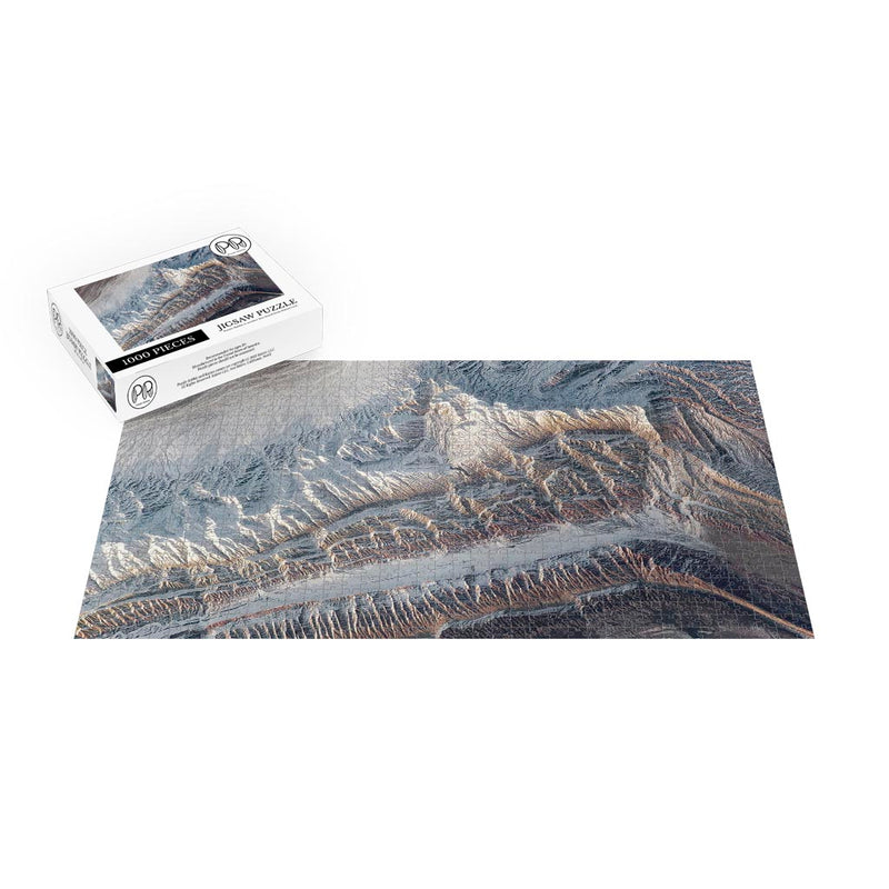 ISS Photograph of Snow and Ice Covered Tien Shan Mountains, China Jigsaw Puzzle