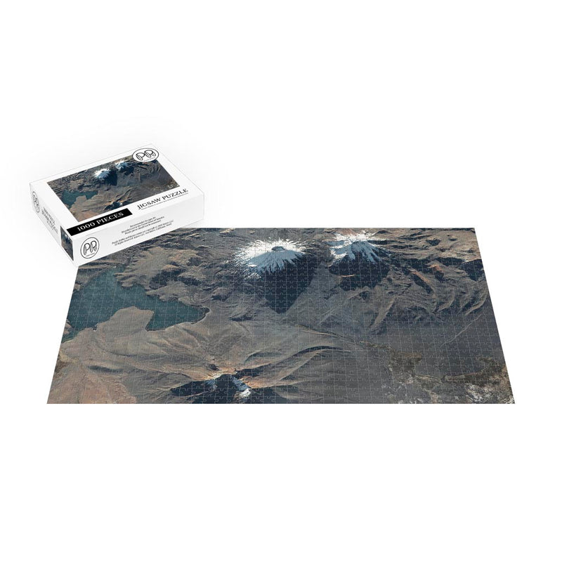 ISS Photograph of Volcanoes Parinacota and Pomerape in the Andes Mountains Jigsaw Puzzle