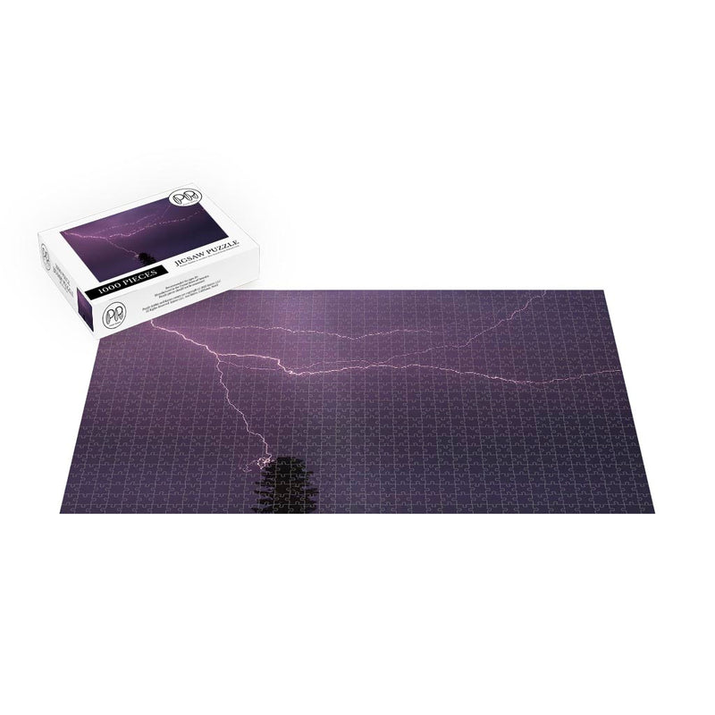 Lightning strike in Conifer Jigsaw Puzzle