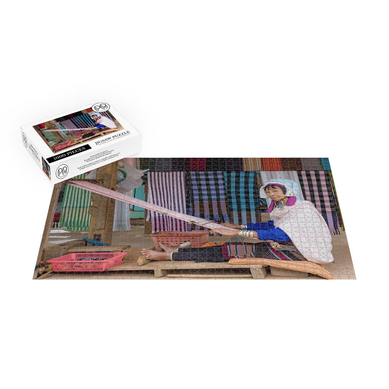 Kayan Woman and Loom, Tachileik, Myanmar Jigsaw Puzzle