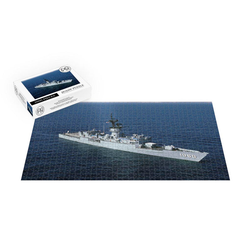 Aerial View Of Frigate USS Lang (FF 1060) Underway. Jigsaw Puzzle