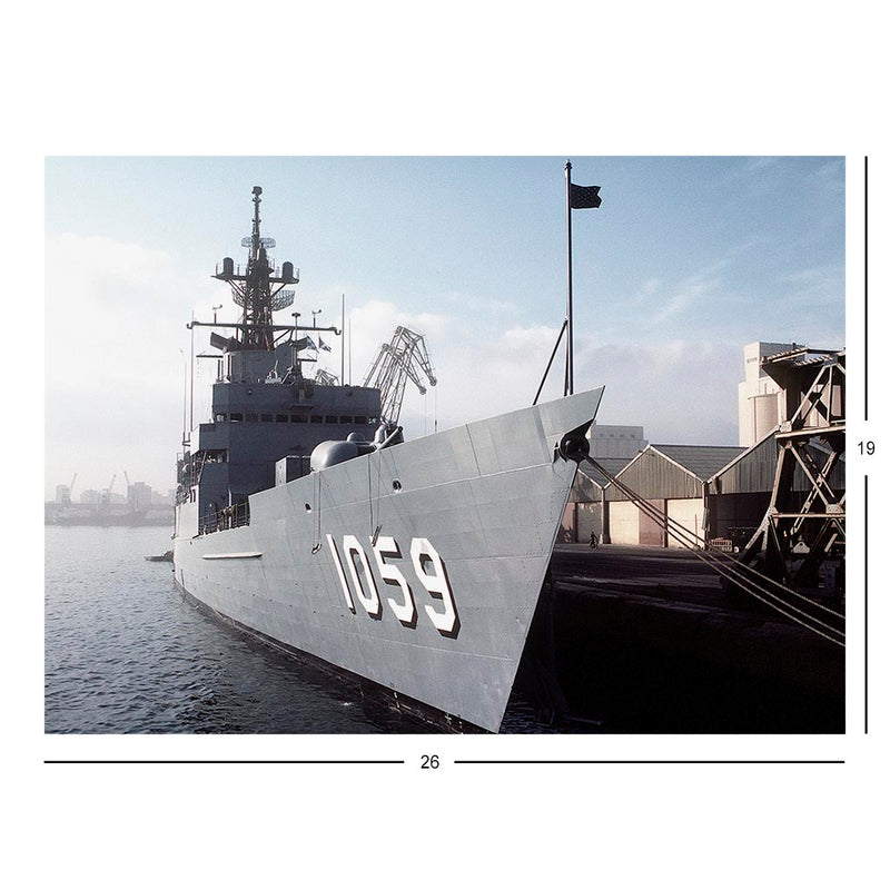 Frigate USS W.S. Sims (FF 1059) During A Port Visit To Casablanca Jigsaw Puzzle