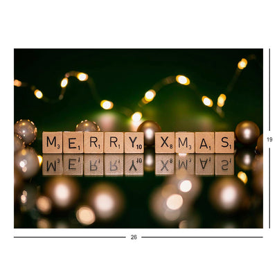Merry Christmas Spelled Out in Game Tiles Jigsaw Puzzle