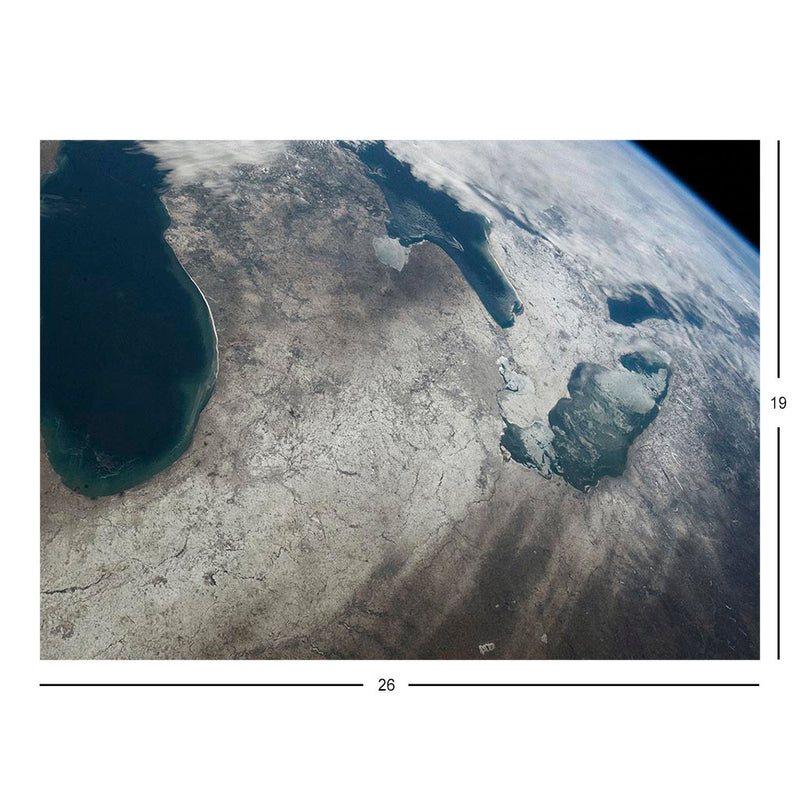 ISS Photograph of Great Lakes Covered In Winter Snow Jigsaw Puzzle