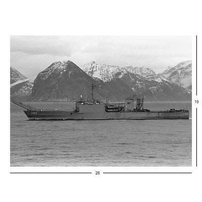 Tank Landing Ship USS La Moure County (LST 1194) Underway In Trondheim Fjord, Norway Jigsaw Puzzle