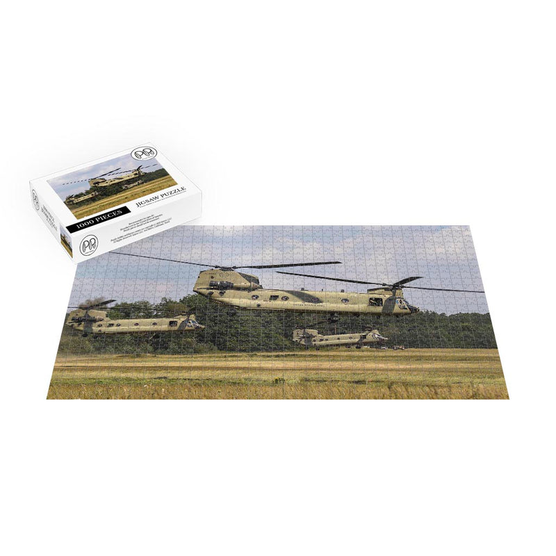 Army CH-47 Chinook Helicopters Lift Off, Grafenwoehr Training Area, Germany Jigsaw Puzzle