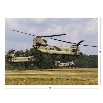 Army CH-47 Chinook Helicopters Lift Off, Grafenwoehr Training Area, Germany Jigsaw Puzzle