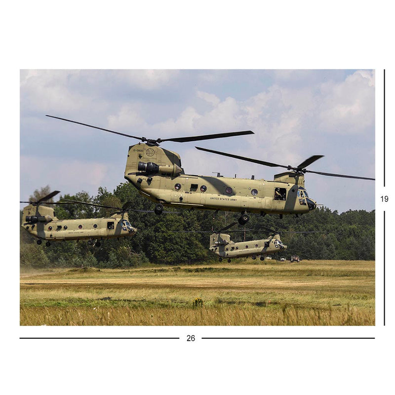 Army CH-47 Chinook Helicopters Lift Off, Grafenwoehr Training Area, Germany Jigsaw Puzzle