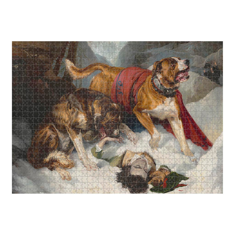 Alpine Mastiffs Reanimating a Distressed Traveler Jigsaw Puzzle