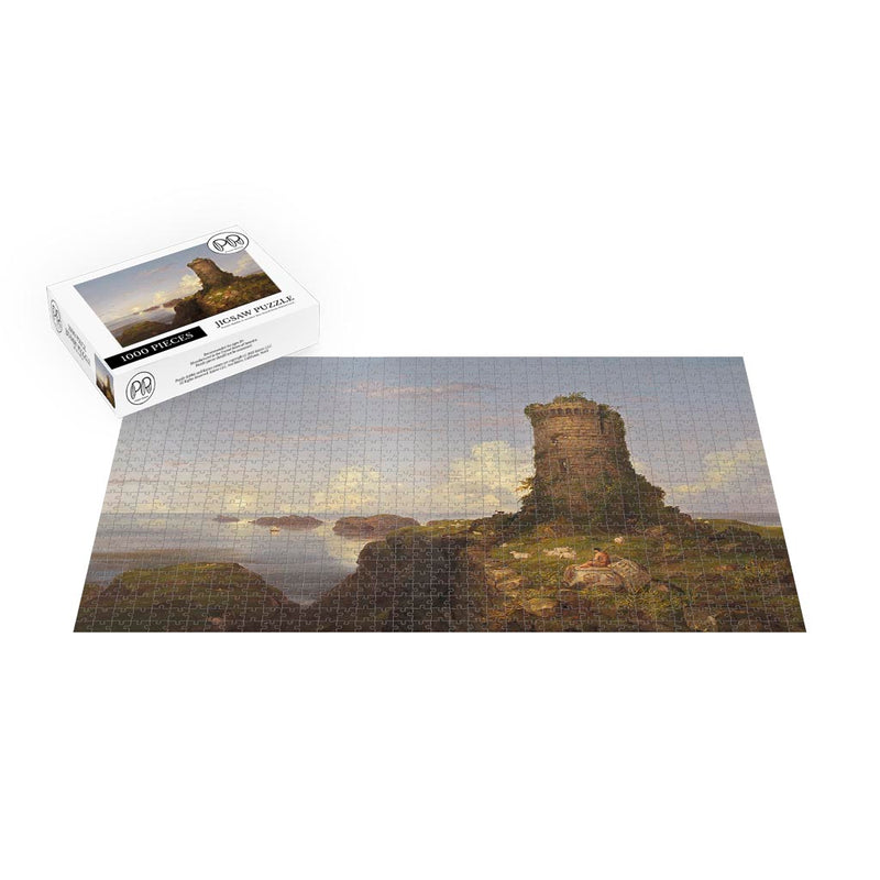 Italian Coast Scene with Ruined Tower Jigsaw Puzzle