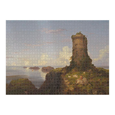 Italian Coast Scene with Ruined Tower Jigsaw Puzzle